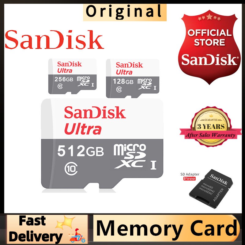 ◑ Original Memory Card 64GB 128GB 256GB 512GB 100MB/S Micro SD Card White Gray+Free Adaper