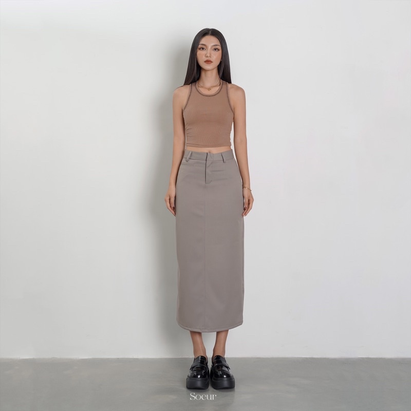 KHAKI LONG DRESS - SOEUR EMUL SKIRT