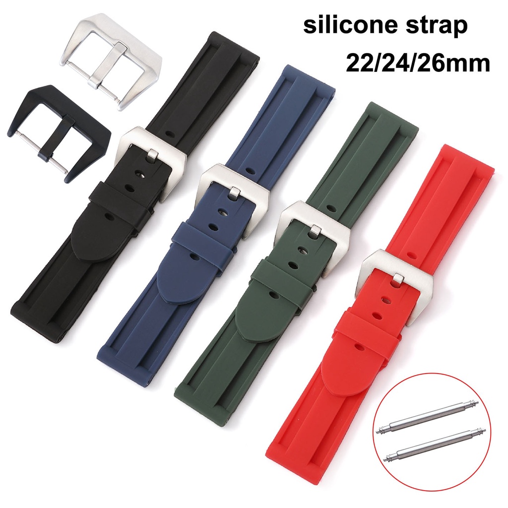 22mm 24mm 26mm Silicone Watch Strap Replacement Rubber Watch Band Waterproof Wrist Sport Watchband Bracelet with connect Pins