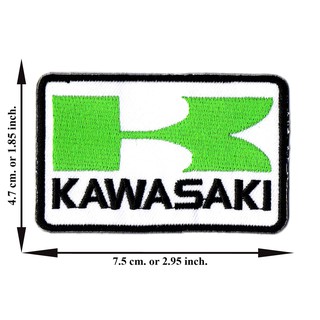 ตัดรีด ตัวรีดติดเสื้อ อาร์มปัก ติดเสื้อปัก ปักเสื้อ DIYลาย KAWASAKI พื้นขาว