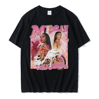 เสื้อยืดผ้าฝ้ายเสื้อยืด ผ้าฝ้าย 100% พิมพ์ลายกราฟฟิค Rapper Megan Thee Stallion สไตล์ฮิปฮอป วินเทจ คลาสสิก สําหรับผู้ชาย