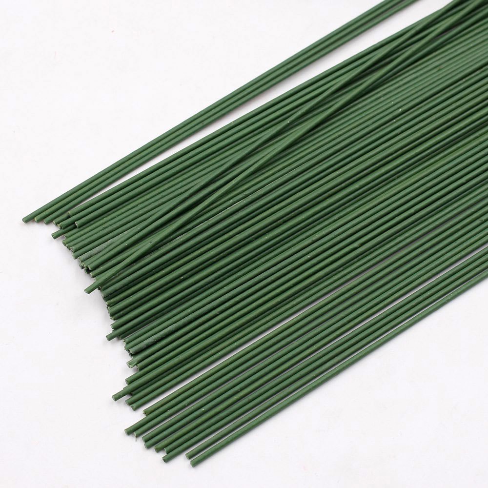 2 มม.40 ซม.ดอกไม้ Stem Wire Craft Dark สีเขียวสําหรับ Florist ดอกไม้ DIY วัสดุทําด้วยมือ