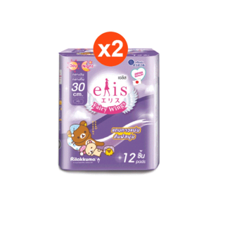 [2 แพ็ค] ELIS Fairy Wings Sanitary Napkin เอลิส แฟรี่วิงส์ ผ้าอนามัย :30 ซม.12ชิ้น