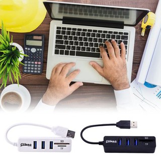 480 Mbps USB Hub 2.0 3 พอร์ตเครื่องอ่านการ์ด Combo มินิฮับตัวแยก USB สำหรับ SD/TF แบบพกพา - INTL