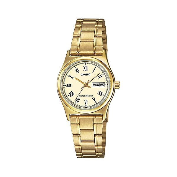Casio Standard นาฬิกาสำหรับผู้หญิง สายสแตนเลส สีทอง รุ่น LTP-V006G-9BUDF,LTP-V006G-9B,LTP-V006G