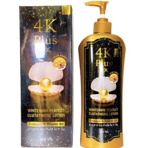โลชั่นน้ำผึ้ง 4K Plus 5X Whitening Perfect Glutathine Lotion ผิวขาวเนียนใส ด้วยกลูต้าไธโอน คอลลาเจน และ วิตามิน บี 3