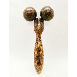 ไม้นวด ไม้นวดเส้น ไม้ยืดเส้น ไม้กดเส้น 6.5" ทำจากไม้ตาล (หัวกลม) | Palmyra Wood Massage Stick 6.5" (Round Heads)