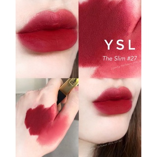 ของแท้ พร้อมส่ง !! YSL ROUGE PUR COUTURE THE SLIM FULL SIZE 2.2 G. #27 CONFLICTING CRIMSON ปลอกเทสตามรูป ผลิต 2019