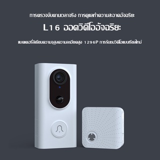 L16 (รุ่นใหม่ 2022) กริ่งประตูติดกล้องอัจฉริยะรุ่น WIFI ความคมชัด3MP กล้องนิรภัยสำหรับบ้านไร้สาย กลางแจ้ง พูดคุยได้ 2 ทา