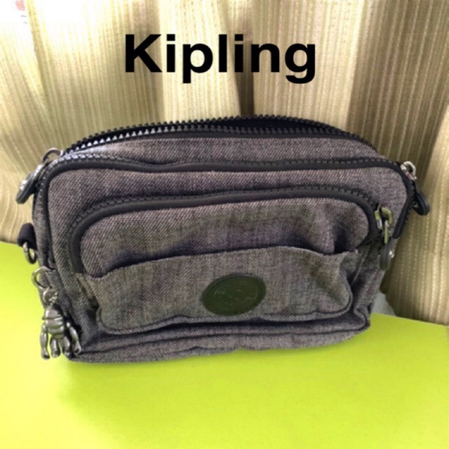 กระเป๋าถือ หรือสะพายข้าง Kipling แท้ สีเทาดำ ถอดสายได้ (ตัดสายคาดอกออก) -  Popjutha - Thaipick