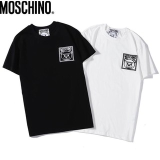 เสื้อยืดผ้าฝ้ายพิมพ์ลายคลาสสิกG0Yx เสื้อยืดแขนสั้นผ้าฝ้ายพิมพ์ลาย Moschino Unisex   32     Awake