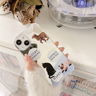 เคสโทรศัพท์มือถือแบบกระจก ลายลูกแมว สําหรับ Iphone 11 678plus 12 14promax 13Pro xs xr