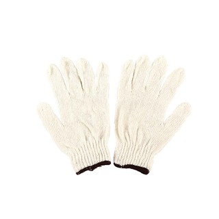 ถุงมือถักผ้าฝ้าย นน. 4 ขีด สีขาว (แพ็ค12คู่) Knitted cotton gloves, 4 pm, white color (pack of 12 pairs)