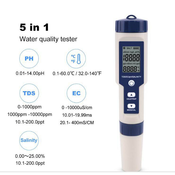 เครื่องวัดค่า PH วัดอุณหภูมิ วัด TDS วัด EC วัดเกลือ สำหรับตรวจสอบคุณภาพน้ำ ในบ่อเพาะเลี้ยงสัตว์น้ำ และตรวจสอบคุณภาพน้ำ ราคา ถูกที่สุด ดีลบีเคเค