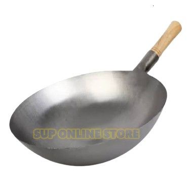 ข้อเสนอพิเศษ Metal Wok with Wood Handle / Carbon Steel wok / Cooking Pan / Kuali Besi / Kuali Goreng / Kuali Tomyam