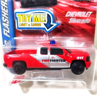 รถเหล็ก Majorette เชฟโรเลต กระบะดับเพลิง Chevrolet Silverado Siren Fire Fighter 911 (มีเสียงไซเรน) งานนอก