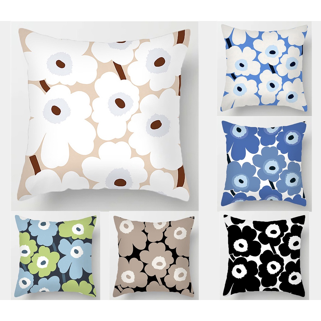Pretty Flowers ปลอกหมอนอิง ลายดอกไม้ ผ้าฝ้าย ขนาด 60×60, 50×50, 45×45, 40×40 สําหรับตกแต่งบ้าน โซฟา