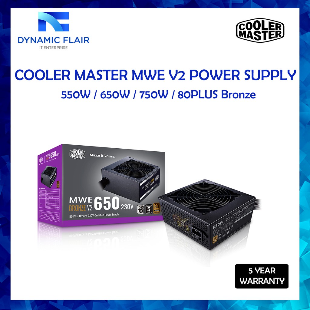 POWER SUPPLY Cooler Master MWE V2 Series 550W / 650W / 750W 80PLUS Bronze ATX
