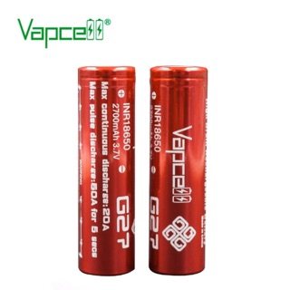 ถ่านชาร์จVapcell G27 INR18650 2700mAh Max PD50A 2ก้อน ของแท้พร้อมกระเป๋าใส่ถ่าน