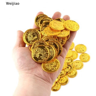 Weijiao เหรียญปลอมพลาสติกสีทอง 100 ชิ้น/ถุงของเล่นสําหรับเด็ก