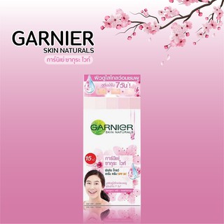 (ขายยกกล่อง 6 ซอง) Garnier sakura white กานิเย่ ซากุระ ไวท์ พิงคิช โกล เซรั่ม เอสพีเอฟ 30 7ml 🥰 ฝาเกลียว