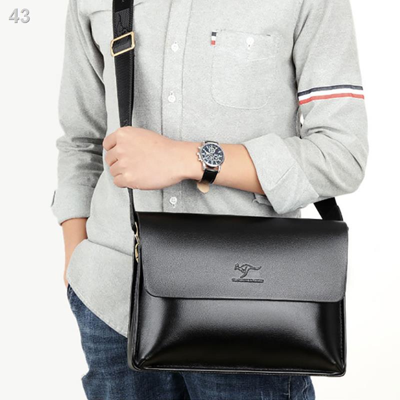 ☒Tianhong Kangaroo Men s Shoulder Bag Leather Business Cross-section Briefcase Backpack Large-capacity Flip A4 Soft Leat