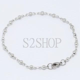 s2shop สร้อยข้อมือสแตนเลสแท้ สร้อยข้อมือสแตนเลส กำไลข้อมือสแตนเลส กำไลข้อมือ ลายบอลกลม ความกว้าง 3 มม.No.918