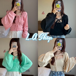 L.A Shop-​พร้อมส่ง เซ็ท เสื้อคล้องคอไหมพรม+เสื้อคลุม สไตล์​เกาหลี​น่ารัก "10032"