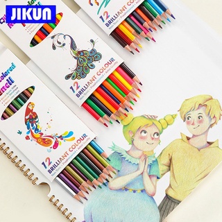 Jikun ดินสอสีสีนีออนปลอดสารพิษ / น้ํามัน / น้ํา / สีนีออน 12 ชิ้น