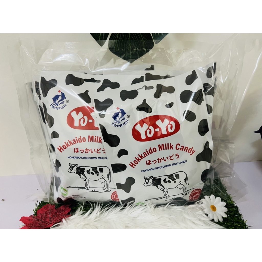 [ขายส่งยกแพค] New Twinfish Hokkaido Milk Candy [นมฮอกไกโด] ลูกอมรสนม ยกแพค/10 ห่อ มีฮาลาล