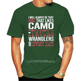 เสื้อผ้าผชเสื้อยืดลําลอง แขนสั้น พิมพ์ลาย Camo Truck Wranglers Cute Country Girl Sy Dixie เหมาะกับของขวัญ สไตล์คลาสสิก ส