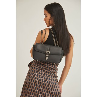 Saloon flap bag with chain - Black