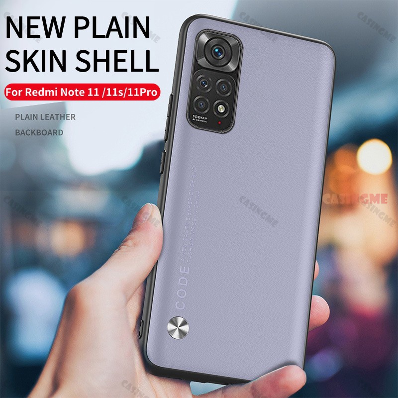 Luxury Plain Skin Leather Phone Covers For Xiaomi Redmi Note 11Pro 11s Note11 11 Pro + 10s 10 4G 5G Matte Hard PC Shockproof Case Soft Back Cover
