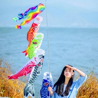 BERSY Windsock 40/70/100 ซม.Yard Decor กลางแจ้งสไตล์ญี่ปุ่นปลาคาร์พธง