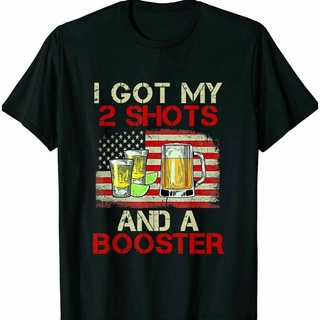 เสื้อยืด พิมพ์ลาย I Got My Two Shots And A Booster ตลก