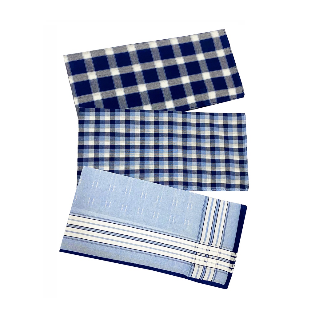 ANGELINO RUFOLO Handkerchief (ผ้าเช็ดหน้า) ผ้า 100% COTTON คุณภาพเยี่ยม ดีไซน์ Plain สีฟ้า/สีกรมท่า/สีขาว