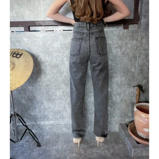 Cc jeans 019 S-5XL กางเกงยีนส์ผู้หญิง ทรงกระบอก เอวสูง แต่งกระเป๋าข้าง กางเกงผู้หญิง