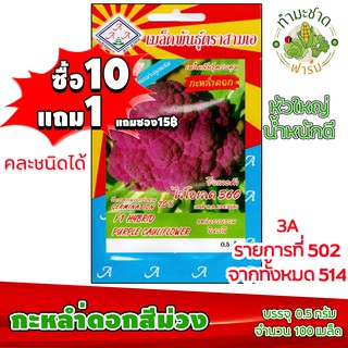 (ซื้อ10แถม1) เมล็ดพันธุ์ กะหล่ำดอก ม่วง Purle Cauliflower ประมาณ 100เมล็ด 3A สามเอ ผักสวนครัว เมล็ดพันธุ์พืช เมล็ดผัก