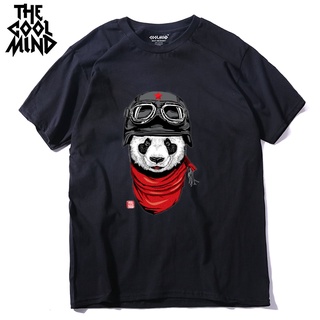 เสื้อยืดคอกลมCoolmind Qi0428A เสื้อยืดลําลอง แขนสั้น พิมพ์ลาย Pilot Panda ทรงหลวม LmyxS-5XL