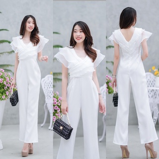 hbstation.shop เสื้อผ้าแฟชั่น Jumpsuit สีขาว พร้อมส่ง