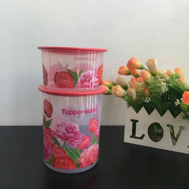 Tupperware Blooming Peonies One Touch Set 600 มล. (1) + 1.25 ลิตร (1)