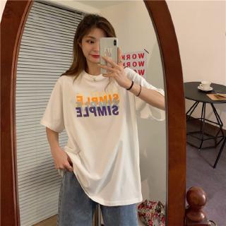 Women Korean Fashion Letter Print T-shirts Loose Oversize Short Sleeve Harajuku Casual Tops