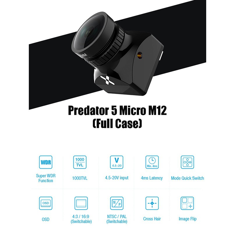FOXEER Predator V5 Micro-Type Full Case M12 FPV Camera Cam OSD 16:9 4:3 ...