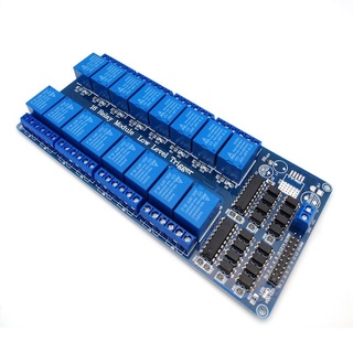 บอร์ดรีเลย์ 16 Channel Relay Shield DC 5V 12V with Optocoupler LM2576 MicrocontrollersInterface Power Relay For Arduino