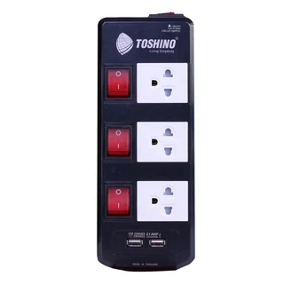 TOSHINO ปลั๊กพ่วง ปลั๊กไฟ รุ่น TIS กำลังไฟ 3600W 3, 5 ช่องเต้ารับ สวิตช์คุมแยกช่อง สายไฟยาว 3, 5 เมตร รางปลั๊ก USB