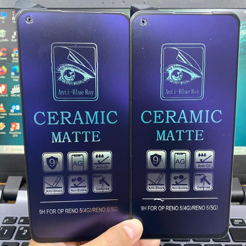TEMPER GLASS CERAMIC BLUE MATTE OPPO RENO 5 4G / RENO 5 5G / RENO 5F / A94 / A94 5G / RENO 6 46 / RE