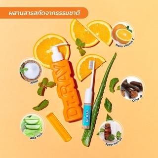 [ซื้อ 1แถม1] Dr.Ray Portable set Citrus Mint ดอกเตอร์ เรย์ พอร์ตทิเบิล เซ็ท ยาสีฟัน+แปรงฟันขนาดพกพา