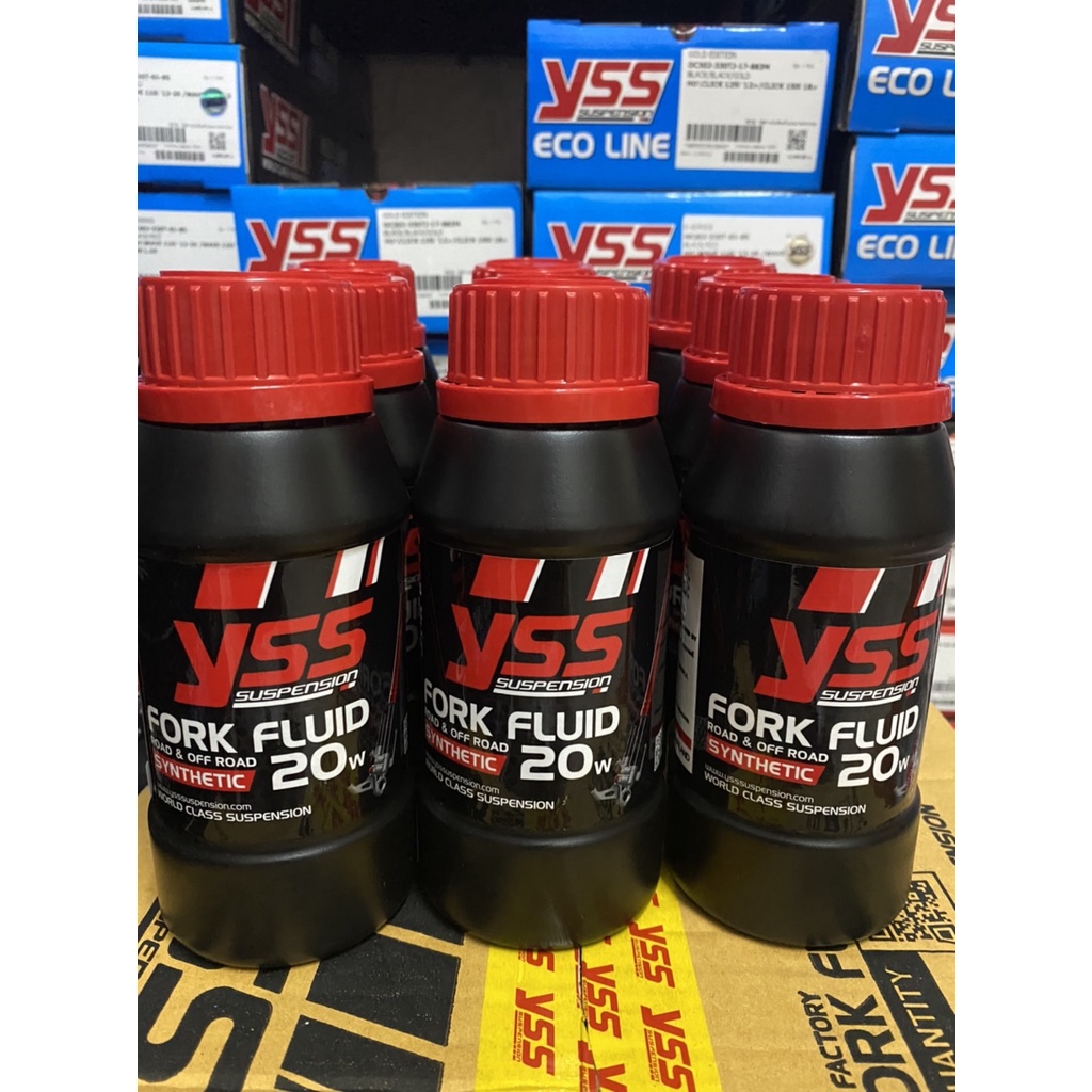 พร้อมส่ง!น้ำมันโช๊คหน้าyssแท้100%FORK FLUID SYNTHETIC ROAD& OFF ROAD20W 250ML.และ15W  30Wราคาต่อ1 ขวด