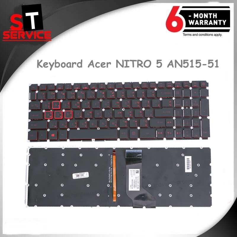 คีย์บอร์ดโน๊ตบุ๊ค Keyboard Acer คีย์บอร์ด Acer Nitro5 An515 An515 51 An515 52 An515 53 มีไฟ ไทย 5616