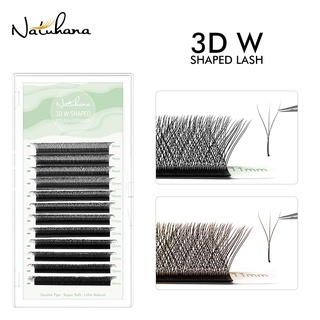 NATUHANA 3D W ขนตาต่อ สีคาราเมล ขนตาปลอม สไตล์เกาหลี ขนมิ้ง ขนตาปลอมนุ่ม แบบช่อ สำหรับการแต่งหน้า